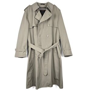 Lakeland Mens Tan Khaki Trench Coat with Removable Quilted Liner Size 44 Reg
